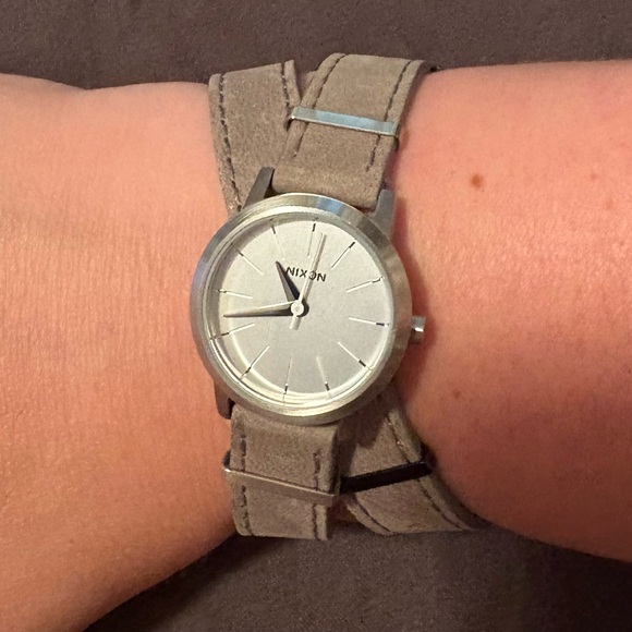 Nixon Kenzi Watch with Grey Leather Double Wrap Strap - Picture 8 of 10